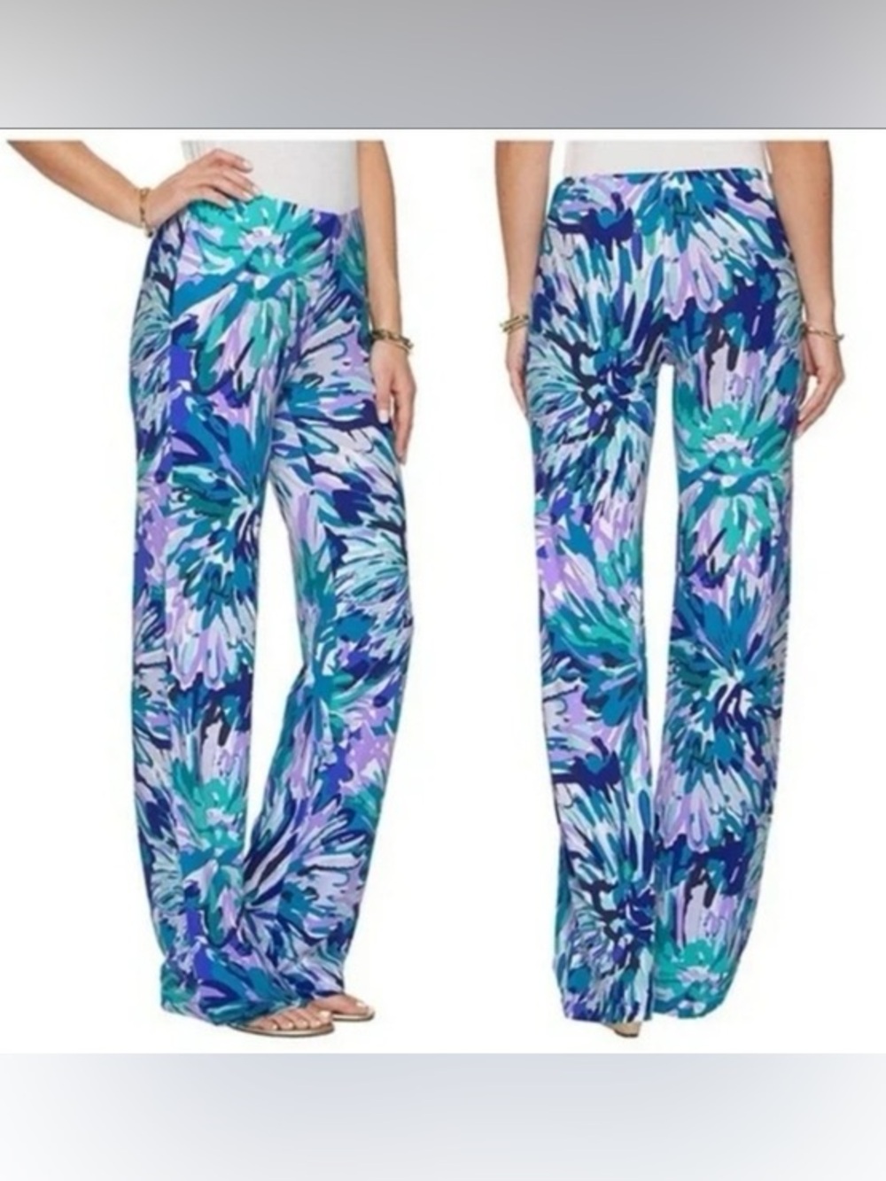 Lilly Pulitzer Georgie May Wide-Leg Palazzo Pants Sz Small Off Tropic